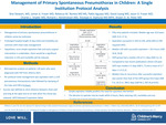 Management of Primary Spontaneous Pneumothorax: A Single Institution Protocol Analysis by Shai Stewart MD, James A. Fraser, Rebecca M. Rentea, Pablo Aguayo, David Juang, Jason D. Fraser, Charles L. Snyder, Richard J. Hendrickson, Tolulope A. Oyetunji, and Shawn D. St.Peter