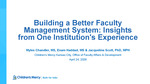 Building a Better Faculty Management System: Insights from One Institution’s Experience by Myles Chandler, Enam Haddad, and Jacqueline Hill